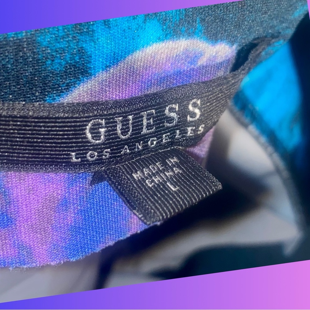 Guess Blue Sleeveless V-Neck Mini Dress Fit and Flare - Picture 7 of 7